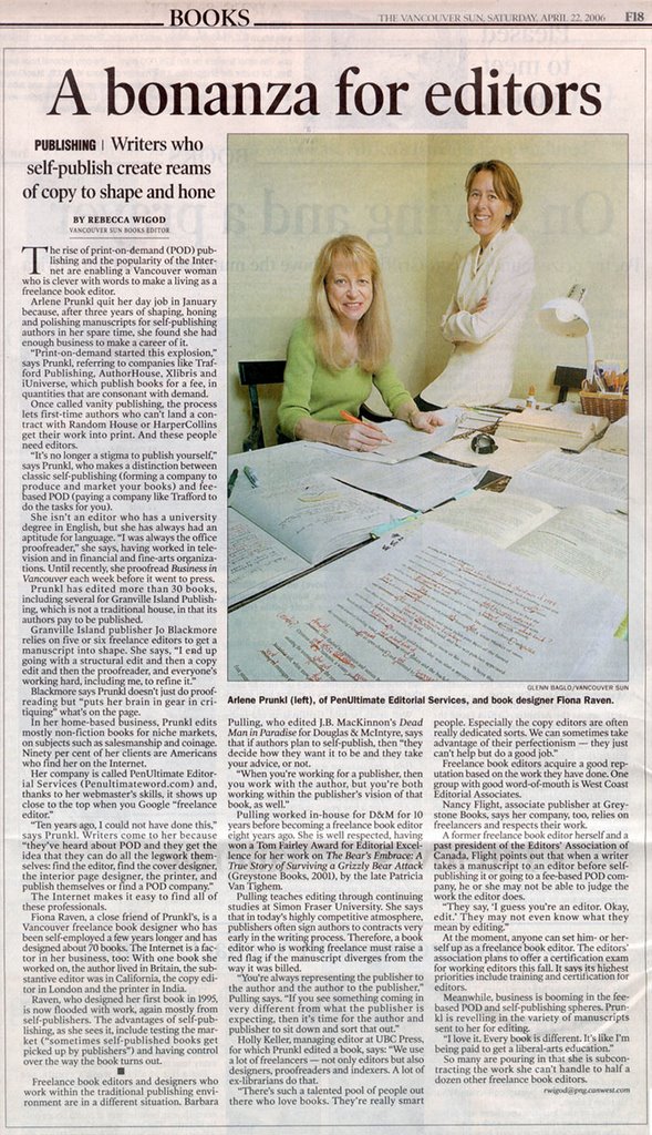 A scan of the newspaper article featuring Arlene